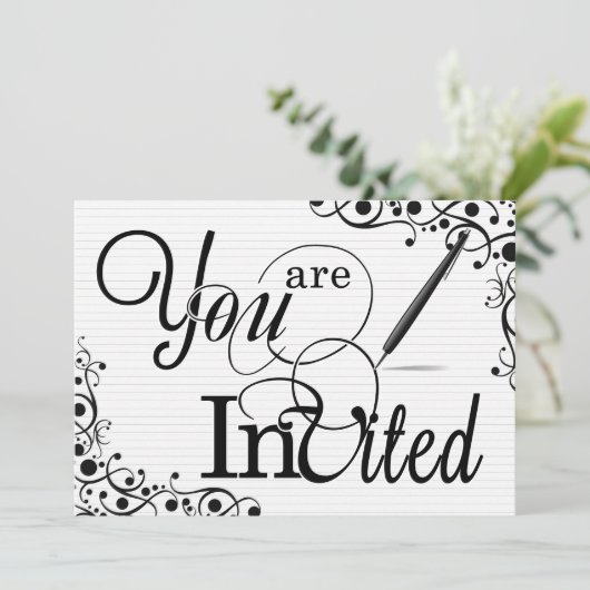 Business Event oder Party Classic Black and White Einladung (Stehend Vorderseite)