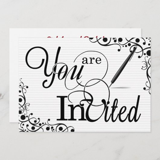 Business Event oder Party Classic Black and White Einladung (Vorne/Hinten)