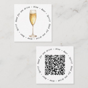 Business Event QR Code Champagne Drink Voucher Quadratische Visitenkarte