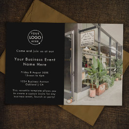 Business Event | Schwarzes modernes Minimalistisch Einladung