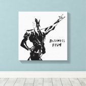 Business Fish Ink Malerei (Version ZEN) Leinwanddruck (Insitu (Holzboden))