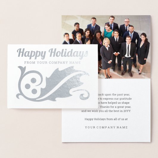 Business Foto Weihnachten Holly Happy Holidays Folienkarte (Anzeige)