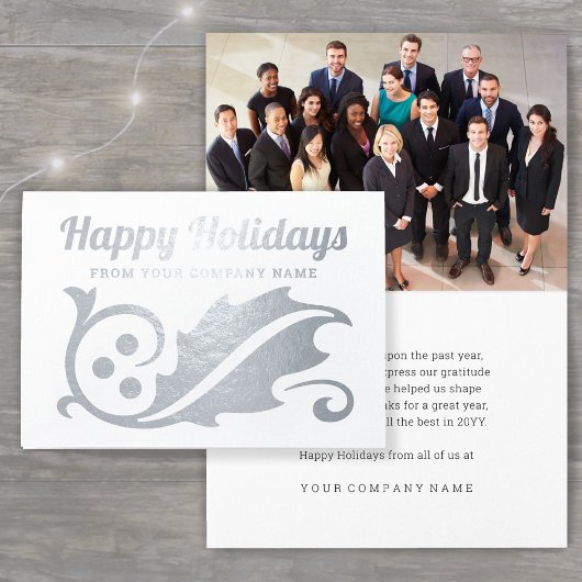 Business Foto Weihnachten Holly Happy Holidays Folienkarte