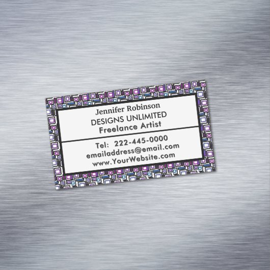 Business Geometric Lila Blue Magnetische Visitenkarte (Beispiel)