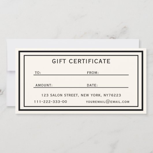 Business-Geschenk-Zertifikat (Rückseite)