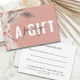 BUSINESS GIFT CERTIFICATE   BOHO
