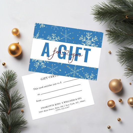 BUSINESS GIFT CERTIFICATE | Christmas Snow Pattern