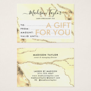 Business Gift Certificate Gold Glitter Agate