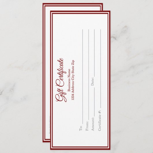 Business Gift Certificate - Printed Template (Vorne/Hinten)