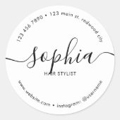 Business Girly Calligraphy White Runder Aufkleber (Vorderseite)