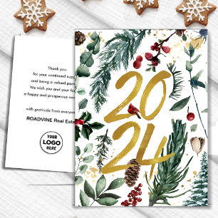 Business Gold 2025 Weihnachts Pine Bough Feiertagspostkarte