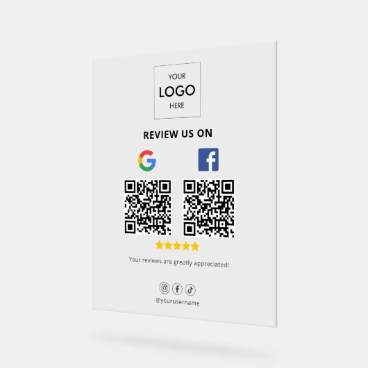 Business Google Facebook QR-Code Acrylschild (Winkel)