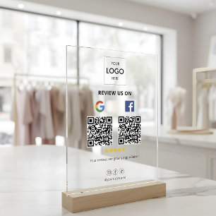 Business Google Facebook QR-Code Acrylschild