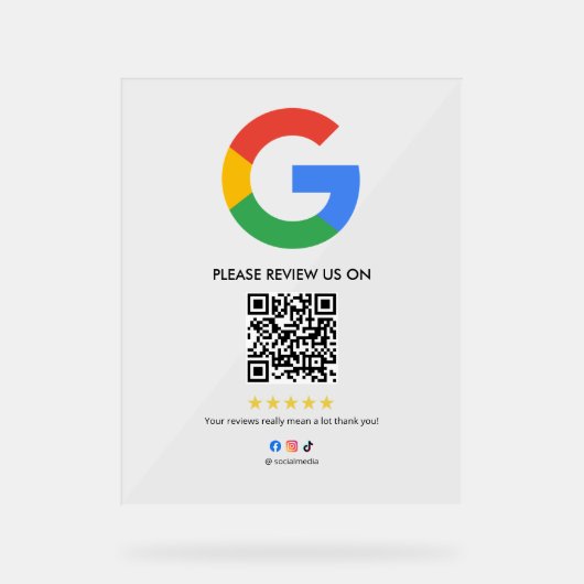 Business Google Review Tabletop Sign l QR Code Acrylschild (Vorderseite)