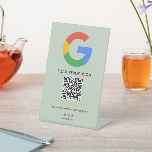 Business Google Review Tabletop Sign l QR Code Sockelschild (In SItu)