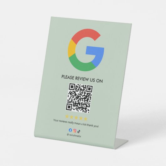Business Google Review Tabletop Sign l QR Code Sockelschild (Vorderseite)