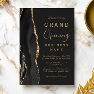 Business Grand Opening Black Gold Agate Dark Einladung