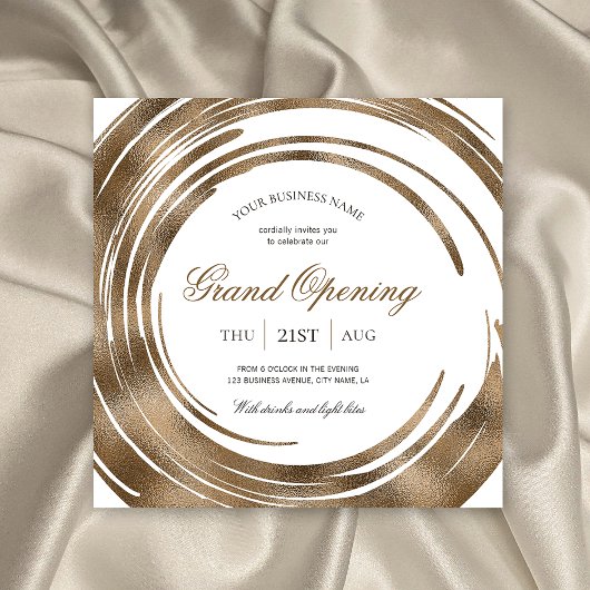Business Grand Opening Chic Elegant Gold Glitter Einladung