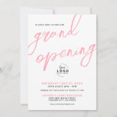 Business Grand Opening Logo Pink Elegant Einladung (Vorderseite)