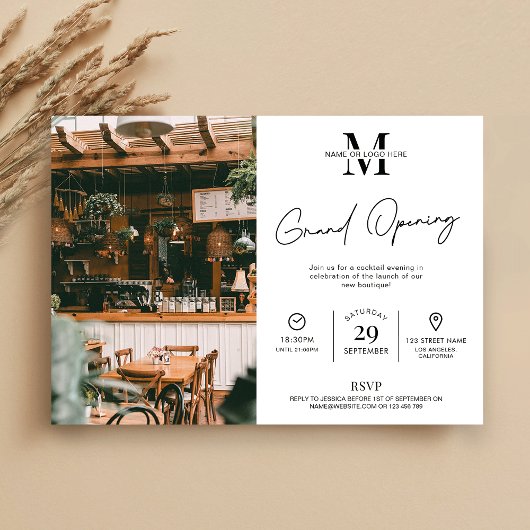 Business Grand Opening Minimalist Modern Photo Einladung