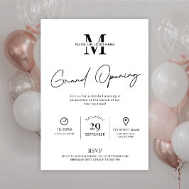 Business Grand Opening Minimalistisch Black & Whit Einladung