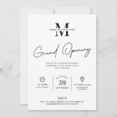 Business Grand Opening Minimalistisch Black & Whit Einladung (Vorderseite)