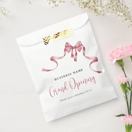 Business Grand Opening Modern Red Ribbon Geschenktütchen (Versiegelt)