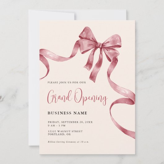 Business Grand Opening Modern Ribbon Einladung (Vorderseite)