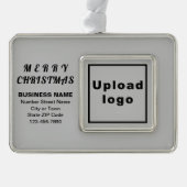 Business Gray Gerahmt Rectangle Weihnachtsdekorati Rahmen-Ornament Silber (Vorderseite)