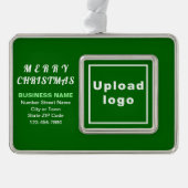 Business Green Gerahmt Rectangle Weihnachtsdekorat Rahmen-Ornament Silber (Vorderseite)