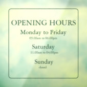 Business Green Opening Hours Sign | Window Cling Fensteraufkleber (Blatt 3)