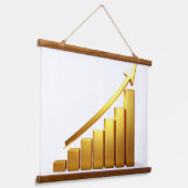 Business Growth Concept with Golden Upward Chart Wandteppich Mit Holzrahmen (Gewinkelt)