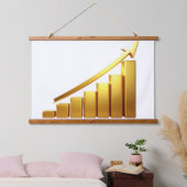 Business Growth Concept with Golden Upward Chart Wandteppich Mit Holzrahmen (Schlafzimmer)