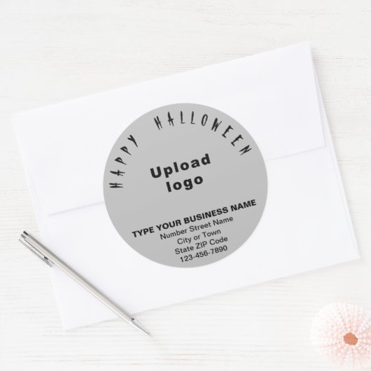 Business Halloween Gray Round Sticker (Umschlag)