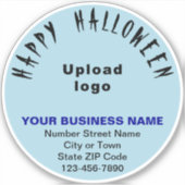 Business Halloween Light Blue Round Vinyl Sticker (Vorderseite)
