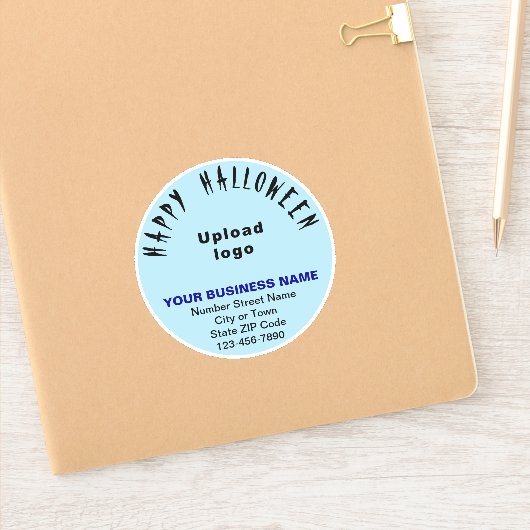 Business Halloween Light Blue Round Vinyl Sticker (Notizbuch)