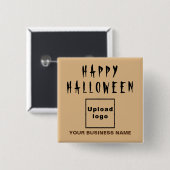 Business Halloween LightBrown Square Button (Vorne & Hinten)