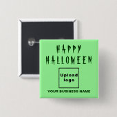 Business Halloween Lightning Green Square Button (Vorne & Hinten)