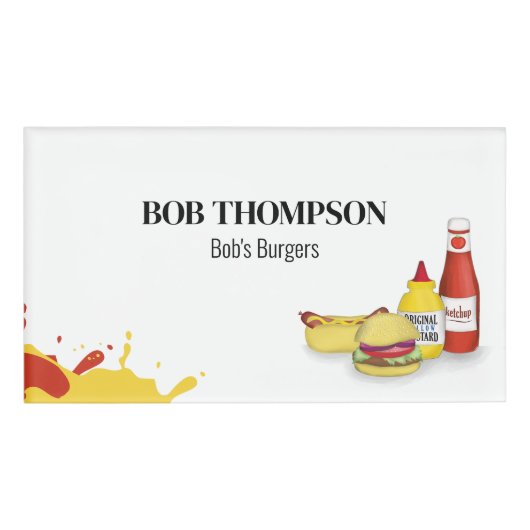 Business Hamburger Hotdog Mitarbeiter Namenschild (Vorderseite)