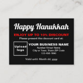 Business Hanukkah Black Discount Card Rabattkarte (Vorderseite)