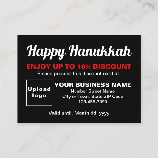 Business Hanukkah Black Discount Card Rabattkarte (Vorderseite)