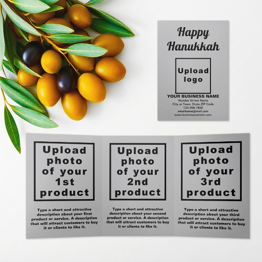 Business Hanukkah Gray Trifold Card Dreifach Gefaltete Karte