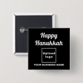 Business Hanukkah Gruß auf Black Square Button (Vorne & Hinten)