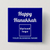 Business Hanukkah Gruß auf Blue Square Button (Vorderseite)