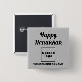 Business Hanukkah Gruß auf dem Grauen Platz Button (Vorne & Hinten)