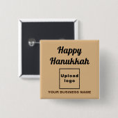 Business Hanukkah Gruß auf dem hellbraunen Platz Button (Vorne & Hinten)