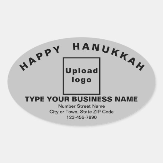 Business Hanukkah Gruß auf grauem Oval Sticker (Vorderseite)