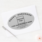 Business Hanukkah Gruß auf grauem Oval Sticker (Umschlag)