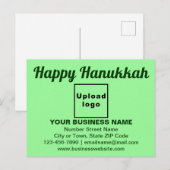 Business Hanukkah Gruß auf Light Green Postcard Postkarte (Vorne/Hinten)