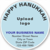 Business Hanukkah Light Blue Round Vinyl Sticker (Vorderseite)